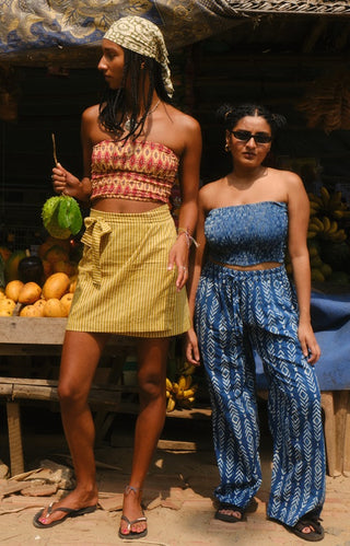 Yellow Stripe Cotton Wrap Skirt