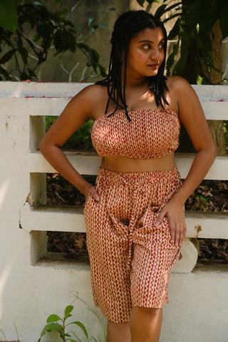 Brick Orange Zigzag Bandeau Crop Top