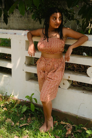 Brick Orange Zigzag Bandeau Crop Top