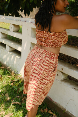 Brick Orange Zigzag Bandeau Crop Top