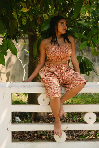 Brick Orange Zigzag Bandeau Crop Top