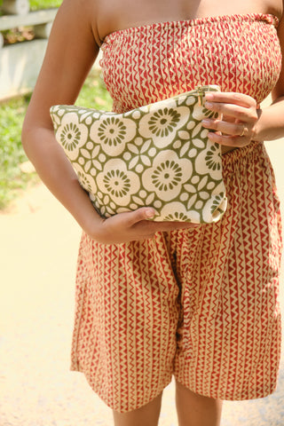 Floral Olive Stash (In) Me Toiletry Makeup Bag