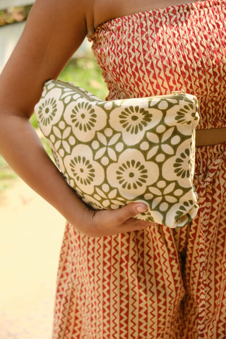 Floral Olive Stash (In) Me Toiletry Makeup Bag