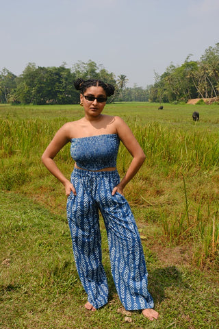 Sailor Blue Pinstripe Bandeau Crop Top