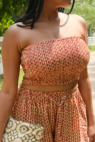 Brick Red Zigzag Bandeau Crop Top