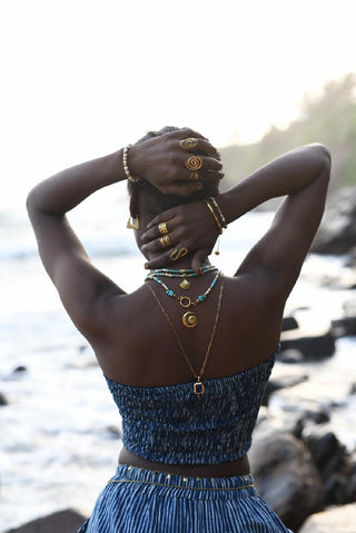 Sailor Blue Pinstripe Bandeau Crop Top