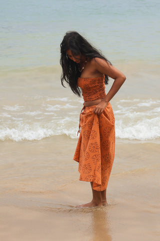 Orange Shell Bandeau Crop Top