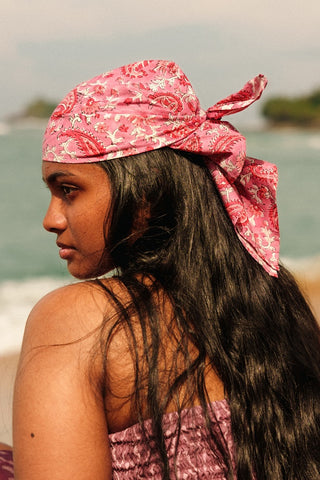 Pink Paisley Bandana Headscarf